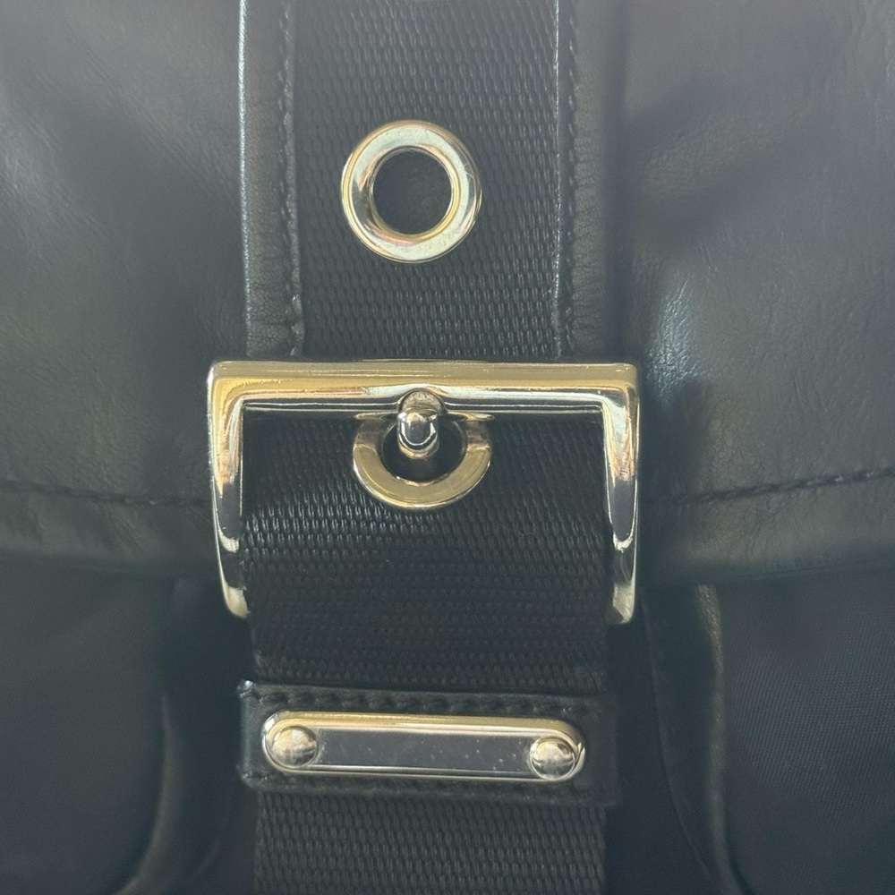 Prada Tessuto Vitello Convertible Shoulder Bag Black Nylon Dual Zip - Picture 10 of 14